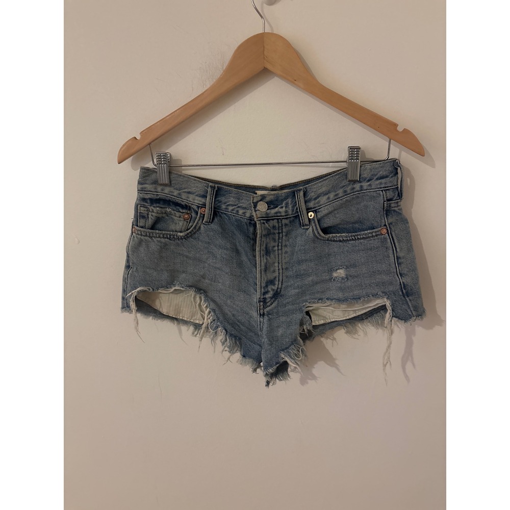 We The Free Free People Light Wash  Cut Off Denim Shorts Size 25 Micro shorts
